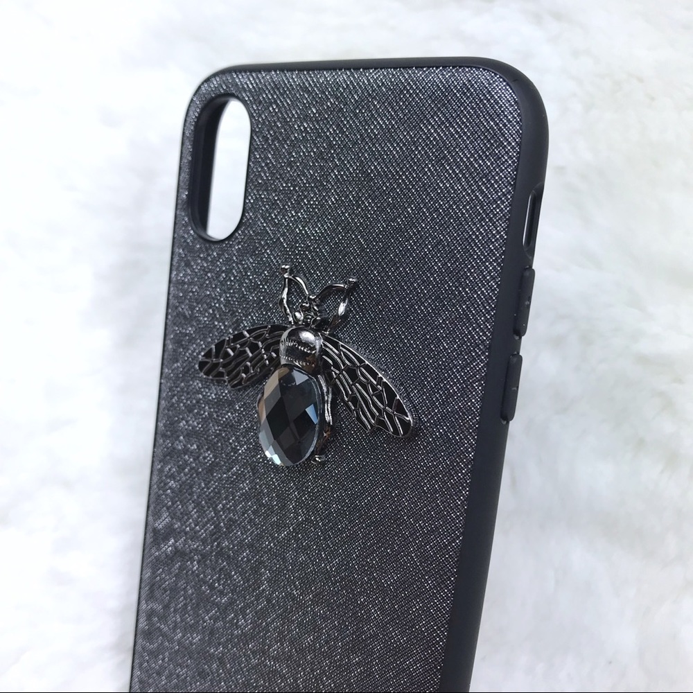 🐝 Diamond Bee Glitter Slim iPhone Case in Gray - Picture 4 of 5